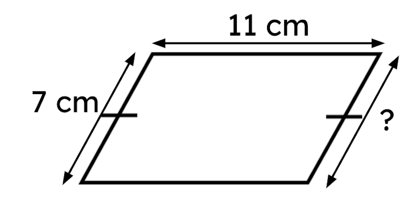 What is the length of the marked side of the parallelogram?