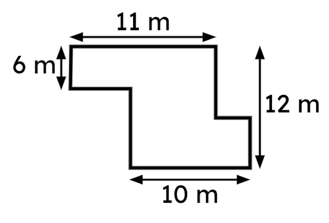 Calculate the area of this compound rectilinear shape (you do not need to state the units).