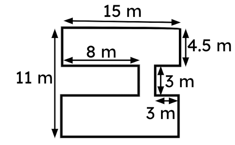 Calculate the area of this compound rectilinear shape (you do not need to state the units).