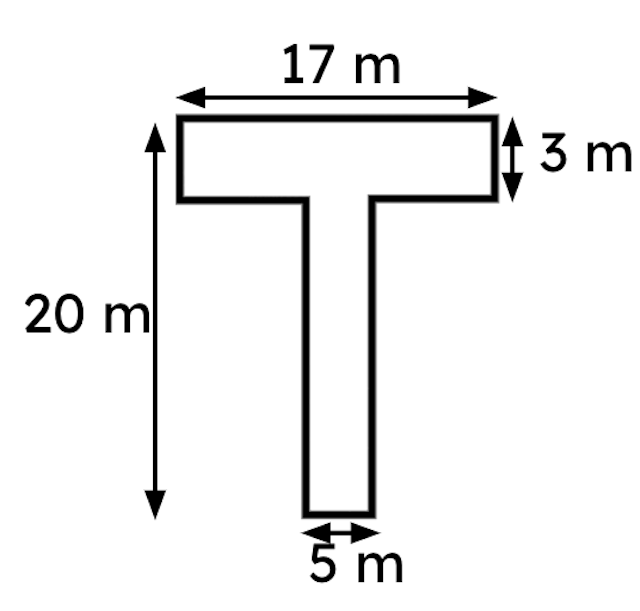 Calculate the area of this compound rectilinear shape (you do not need to state the units).