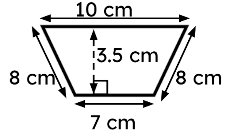 Calculate the area of the trapezium (you do not need to state the units).