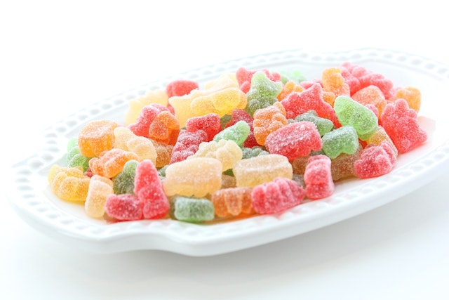 A mixture of coloured sweets