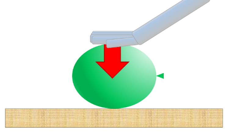 The figure shows a force acting on a balloon resting on a table with a hand pushing downwards on it. Which statements are correct?