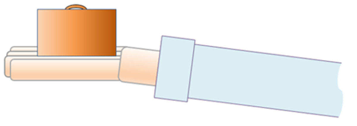 The figure shows a hand holding a small metal block. The metal block is not moving. Which statements are correct? 