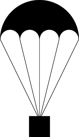 An emergency food parcel is dropped from a plane. Near the ground the parachute opens. What happens to the movement of the food parcel?