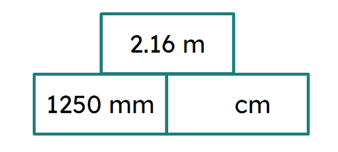 Complete the statement. The missing value in this addition pyramid is <span class="blank">______</span> cm.