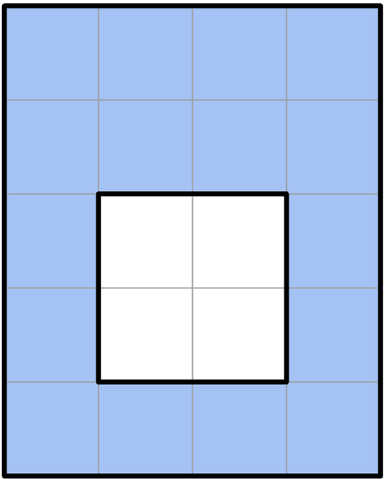 Which of the following methods would help to work out the area of this rectilinear shape? Select all that apply. 