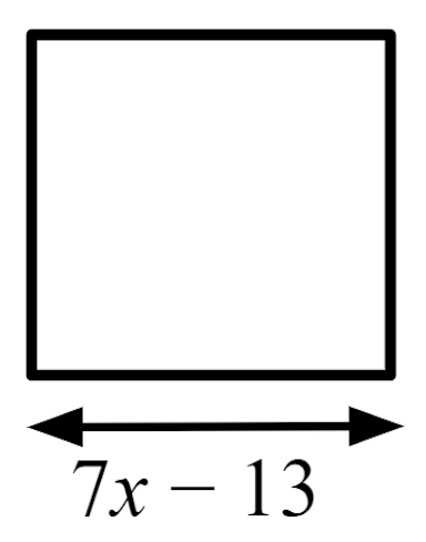 <Math>4(7x-13)</Math> is an <span class="blank">______</span> for the perimeter of this square.