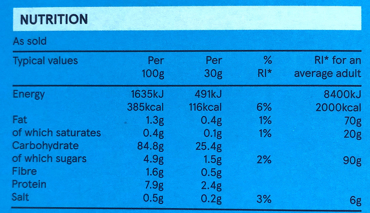 How much energy (kcal) is in 100g of this cereal?