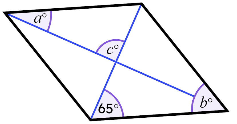 This quadrilateral is a rhombus. Find the value of <Math>a+b+c</Math>.