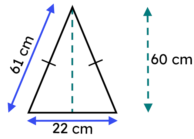 This triangle is reflected with the line of reflection at its base side. The resultant quadrilateral is a rhombus. What is the area of this rhombus (in cm²)?