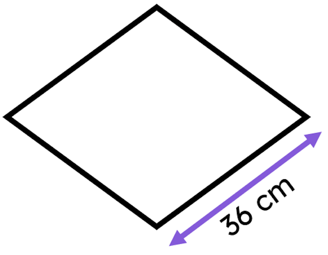 This quadrilateral is a rhombus. What is the perimeter of this rhombus (in cm)?