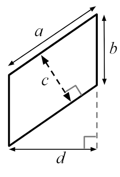 Which two calculations could be used to find the area of the parallelogram?