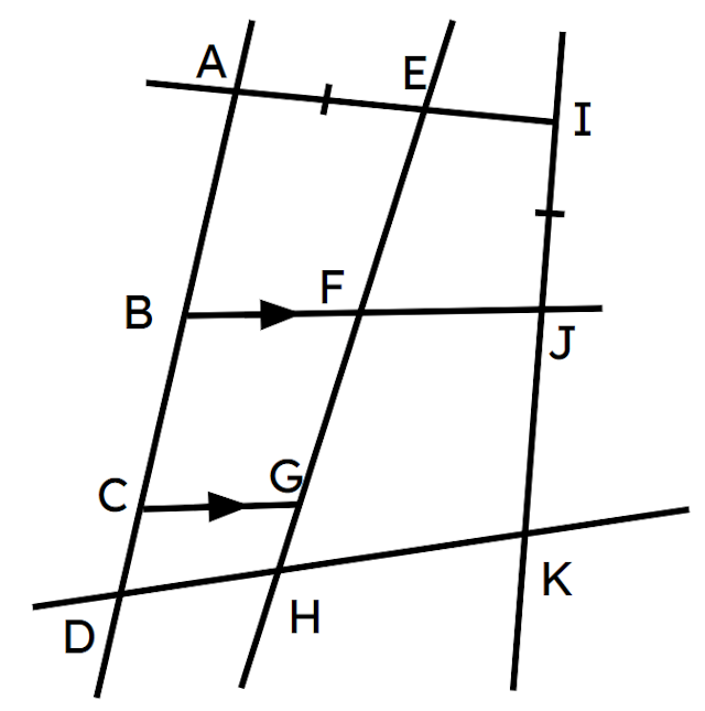 Which pair of line segments are equal in length in this diagram?