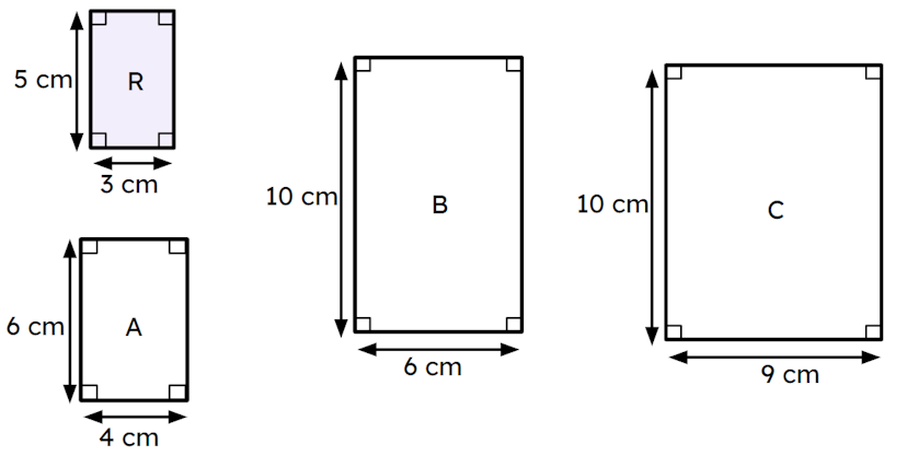 Which rectangle is a correct enlargement of of rectangle R?