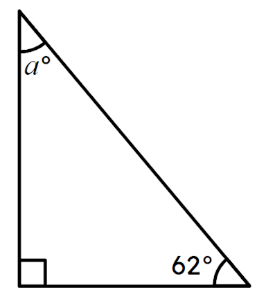 In this right-angled triangle, <Math>a°=</Math><!-- --> <span class="blank">______</span>°