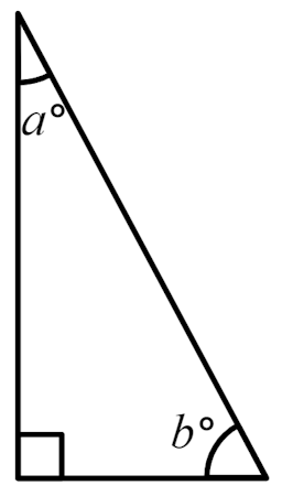 In all right-angled triangles, what is true about the angles <Math>a°</Math> and <Math>b°</Math>?