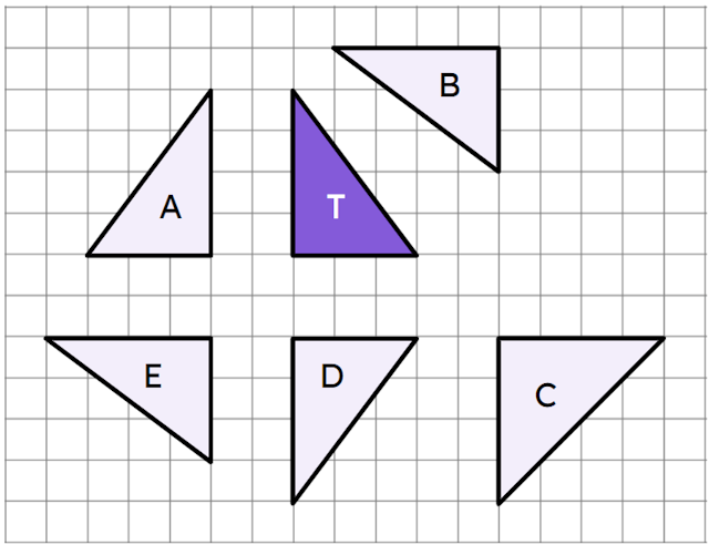 Which of the triangles can NOT be obtained by reflecting triangle T?