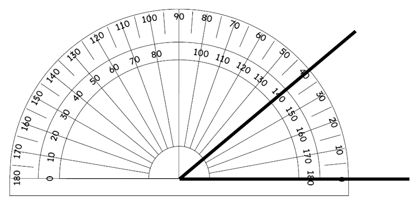 In degrees, what is the size of the angle shown?