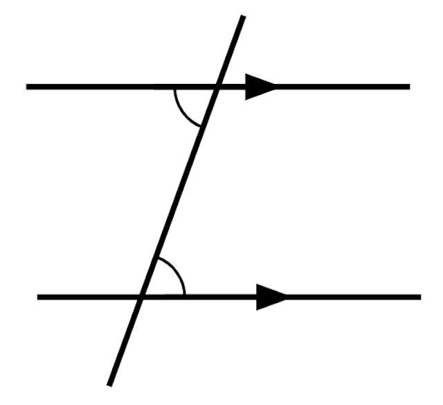 The two marked angles are __________ angles in parallel lines.