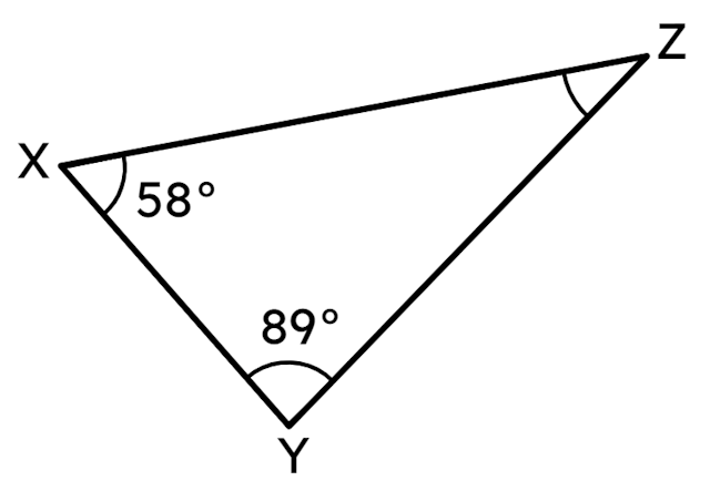 The missing angle in triangle XYZ is <span class="blank">______</span>°.