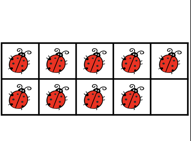 Which bar model represents the same number as the ladybirds in the tens frame?