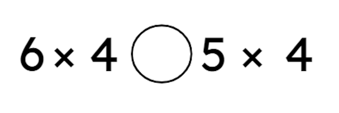 Tick the correct symbol to compare these two expressions.