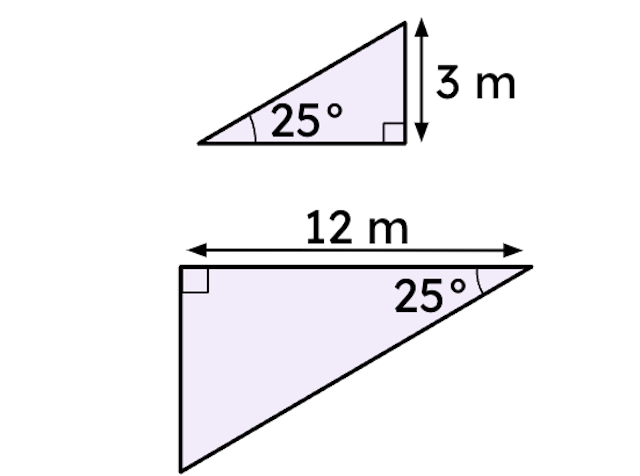 For this pair of triangles, can you determine whether they are similar without using side lengths?